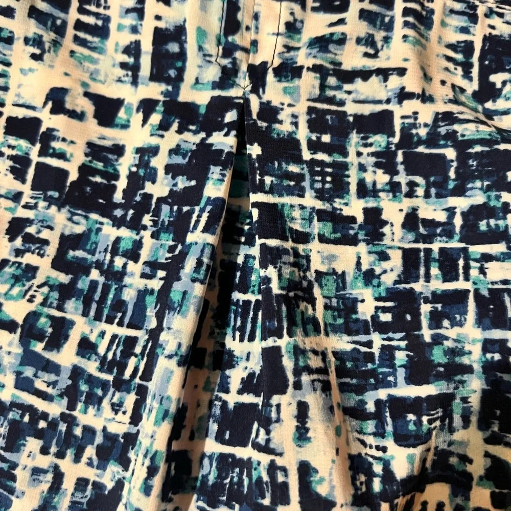 Blue & white button down 3/4 sleeve tunic multi blue 3X - Picture 3 of 6